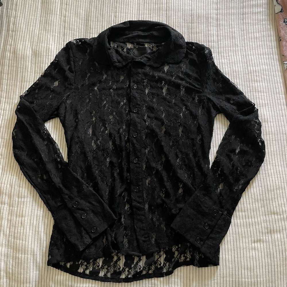 Kardashian Kollection Black Lace Top